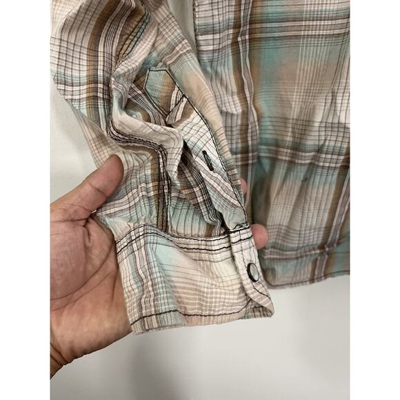 Plaid Embroidery Dragon Asian Pearl Snap M Cowboy Western Ranch Outdoor Rodeo - Picture 3 of 15